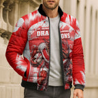 Personalised St. George Illawarra Dragons Mascot Rugby Bomber Puffer Jacket Illawarra Coastline Athletic Graphic Print