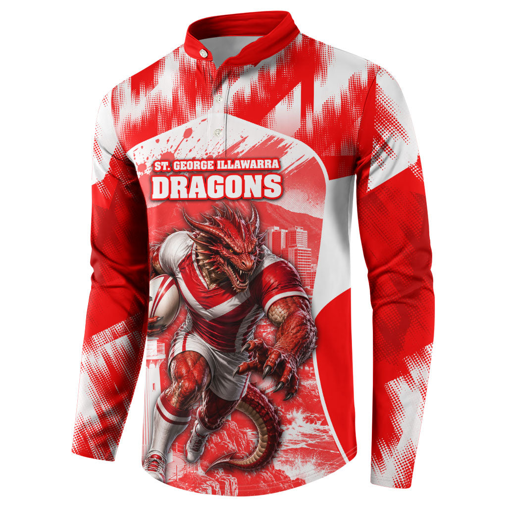 Personalised St. George Illawarra Dragons Mascot Rugby Button Sweatshirt Illawarra Coastline Athletic Graphic Print