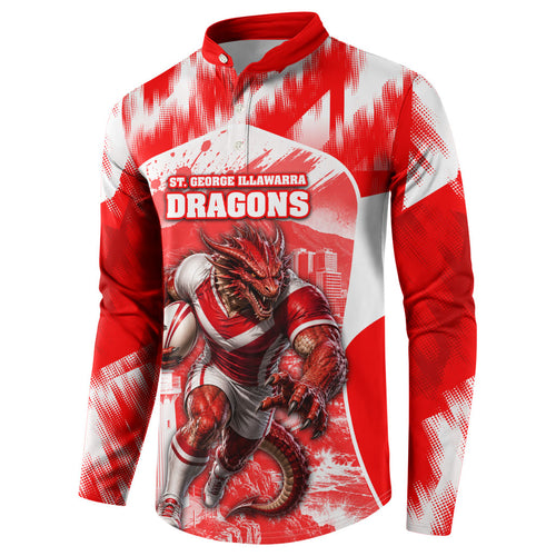 Personalised St. George Illawarra Dragons Mascot Rugby Button Sweatshirt Illawarra Coastline Athletic Graphic Print