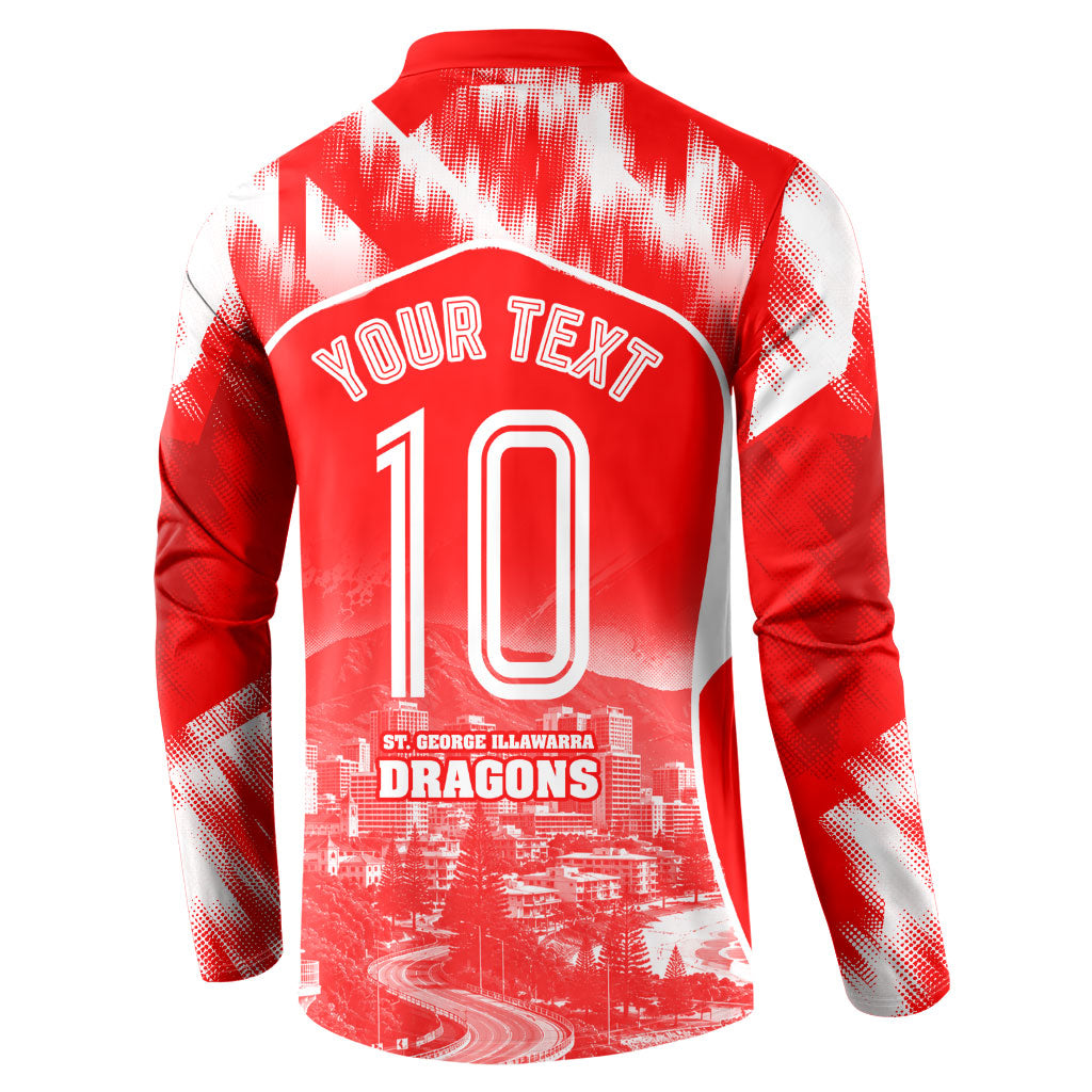 Personalised St. George Illawarra Dragons Mascot Rugby Button Sweatshirt Illawarra Coastline Athletic Graphic Print