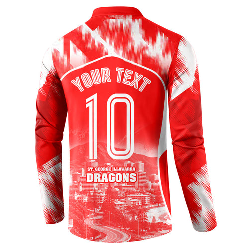 Personalised St. George Illawarra Dragons Mascot Rugby Button Sweatshirt Illawarra Coastline Athletic Graphic Print