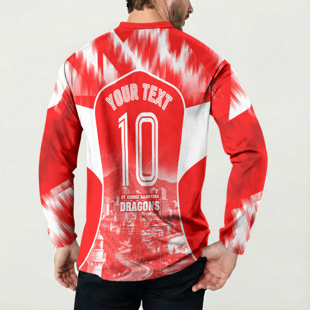Personalised St. George Illawarra Dragons Mascot Rugby Button Sweatshirt Illawarra Coastline Athletic Graphic Print
