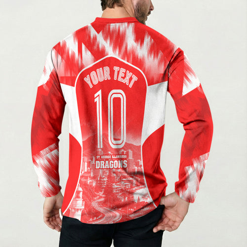 Personalised St. George Illawarra Dragons Mascot Rugby Button Sweatshirt Illawarra Coastline Athletic Graphic Print