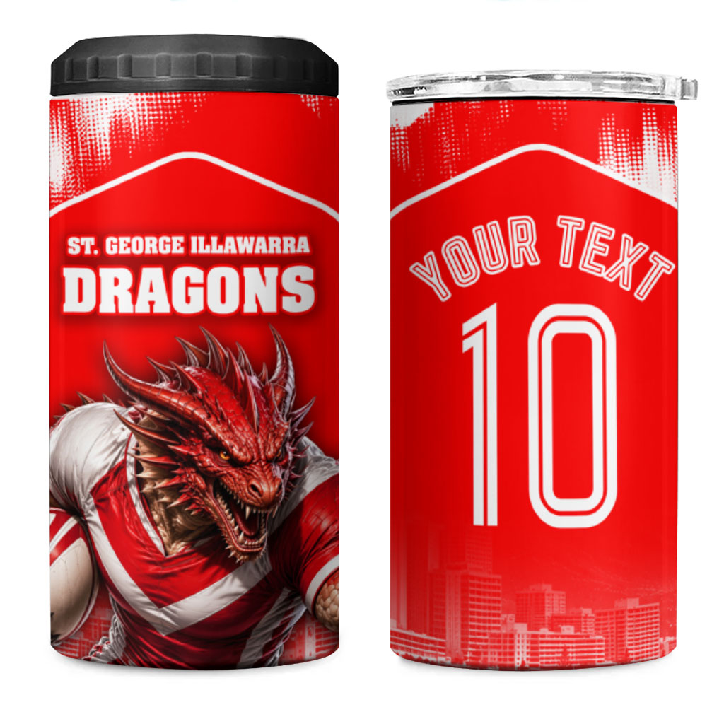 Personalised St. George Illawarra Dragons Mascot Rugby 4 in 1 Can Cooler Tumbler Illawarra Coastline Athletic Graphic Print