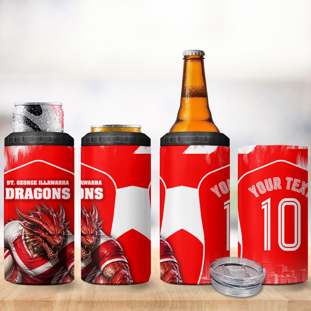 Personalised St. George Illawarra Dragons Mascot Rugby 4 in 1 Can Cooler Tumbler Illawarra Coastline Athletic Graphic Print