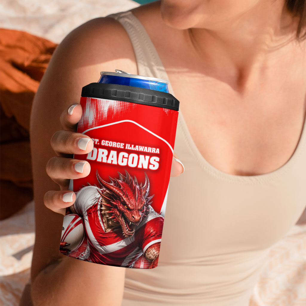 Personalised St. George Illawarra Dragons Mascot Rugby 4 in 1 Can Cooler Tumbler Illawarra Coastline Athletic Graphic Print