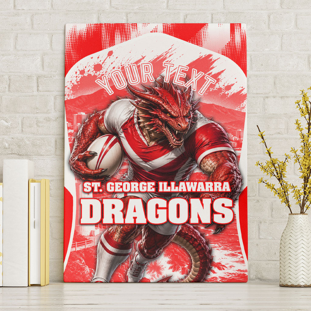 Personalised St. George Illawarra Dragons Mascot Rugby Canvas Wall Art Illawarra Coastline Athletic Graphic Print