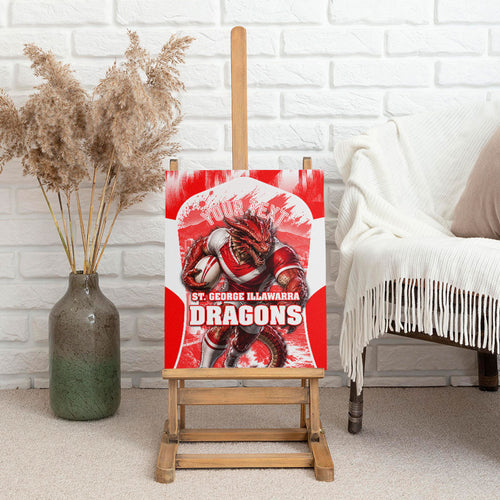 Personalised St. George Illawarra Dragons Mascot Rugby Canvas Wall Art Illawarra Coastline Athletic Graphic Print