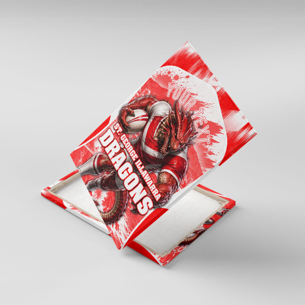 Personalised St. George Illawarra Dragons Mascot Rugby Canvas Wall Art Illawarra Coastline Athletic Graphic Print