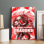 Personalised St. George Illawarra Dragons Mascot Rugby Canvas Wall Art Illawarra Coastline Athletic Graphic Print