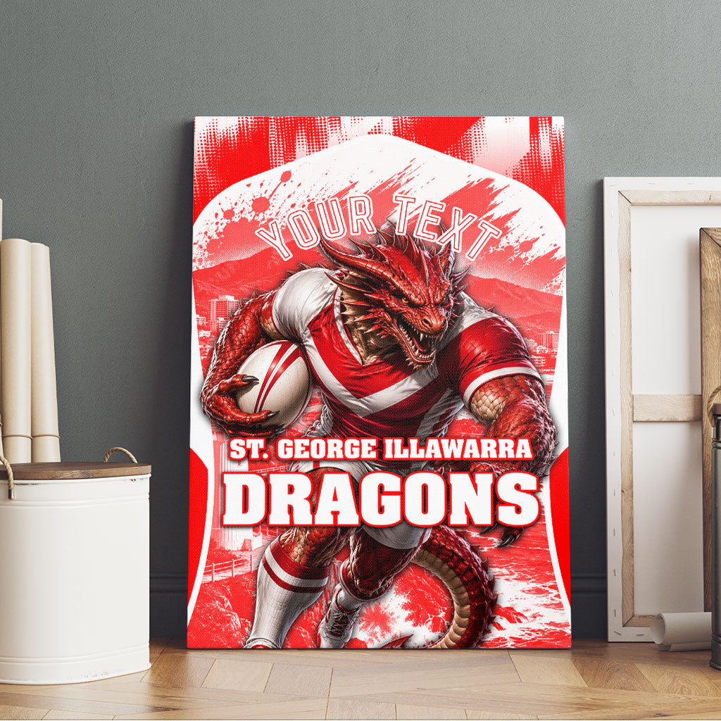 Personalised St. George Illawarra Dragons Mascot Rugby Canvas Wall Art Illawarra Coastline Athletic Graphic Print