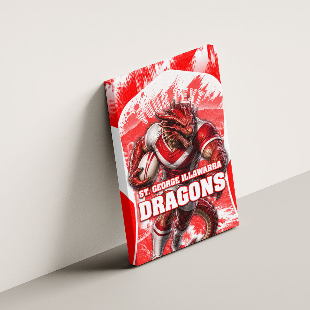 Personalised St. George Illawarra Dragons Mascot Rugby Canvas Wall Art Illawarra Coastline Athletic Graphic Print