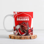 Personalised St. George Illawarra Dragons Mascot Rugby Ceramic Mug Illawarra Coastline Athletic Graphic Print