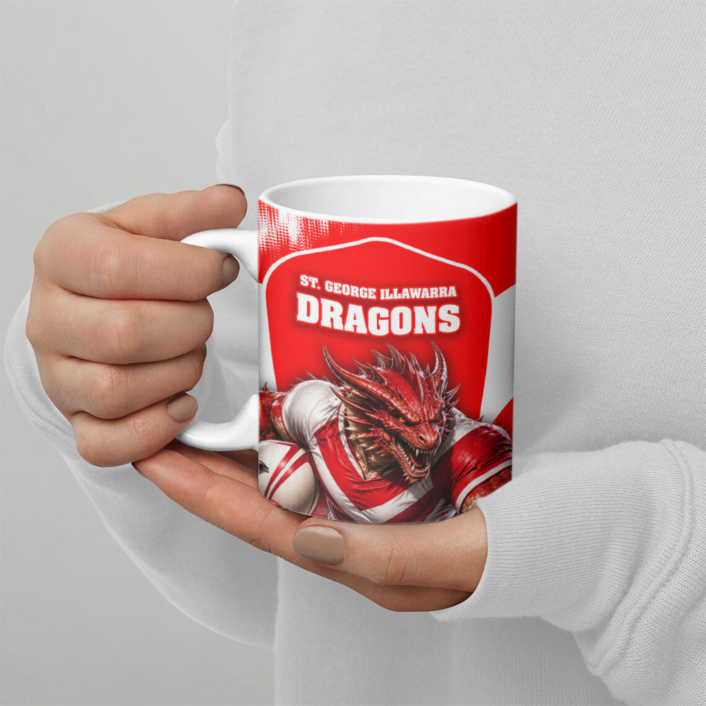 Personalised St. George Illawarra Dragons Mascot Rugby Ceramic Mug Illawarra Coastline Athletic Graphic Print