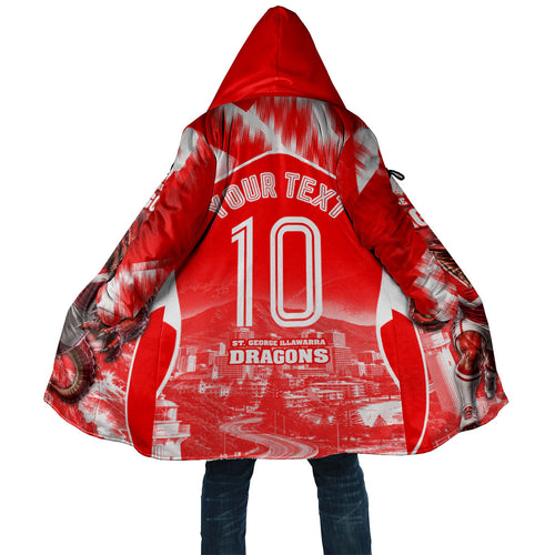 Personalised St. George Illawarra Dragons Mascot Rugby Cloak Illawarra Coastline Athletic Graphic Print
