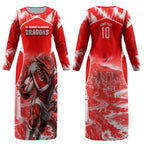 Personalised St. George Illawarra Dragons Mascot Rugby Couples Matching Long Sleeve Bodycon Dress and Hawaiian Shirt Illawarra Coastline Athletic Graphic Print