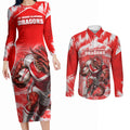 Personalised St. George Illawarra Dragons Mascot Rugby Couples Matching Long Sleeve Bodycon Dress and Long Sleeve Button Shirt Illawarra Coastline Athletic Graphic Print
