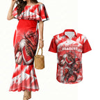 Personalised St. George Illawarra Dragons Mascot Rugby Couples Matching Mermaid Dress and Hawaiian Shirt Illawarra Coastline Athletic Graphic Print