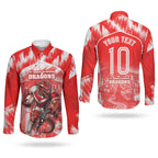 Personalised St. George Illawarra Dragons Mascot Rugby Couples Matching Mermaid Dress and Long Sleeve Button Shirt Illawarra Coastline Athletic Graphic Print