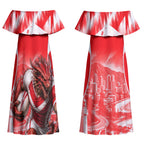 Personalised St. George Illawarra Dragons Mascot Rugby Couples Matching Off Shoulder Maxi Dress and Hawaiian Shirt Illawarra Coastline Athletic Graphic Print