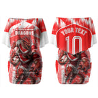 Personalised St. George Illawarra Dragons Mascot Rugby Couples Matching Off Shoulder Short Dress and Long Sleeve Button Shirt Illawarra Coastline Athletic Graphic Print
