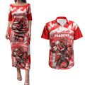 Personalised St. George Illawarra Dragons Mascot Rugby Couples Matching Puletasi and Hawaiian Shirt Illawarra Coastline Athletic Graphic Print