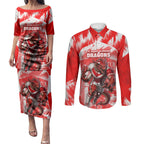 Personalised St. George Illawarra Dragons Mascot Rugby Couples Matching Puletasi and Long Sleeve Button Shirt Illawarra Coastline Athletic Graphic Print