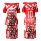 Personalised St. George Illawarra Dragons Mascot Rugby Couples Matching Puletasi and Long Sleeve Button Shirt Illawarra Coastline Athletic Graphic Print