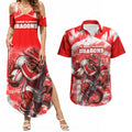 Personalised St. George Illawarra Dragons Mascot Rugby Couples Matching Summer Maxi Dress and Hawaiian Shirt Illawarra Coastline Athletic Graphic Print
