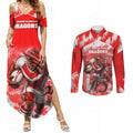 Personalised St. George Illawarra Dragons Mascot Rugby Couples Matching Summer Maxi Dress and Long Sleeve Button Shirt Illawarra Coastline Athletic Graphic Print