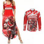 Personalised St. George Illawarra Dragons Mascot Rugby Couples Matching Summer Maxi Dress and Long Sleeve Button Shirt Illawarra Coastline Athletic Graphic Print