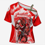 Personalised St. George Illawarra Dragons Mascot Rugby Cross Shoulder Shirt Illawarra Coastline Athletic Graphic Print