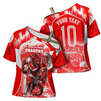 Personalised St. George Illawarra Dragons Mascot Rugby Cross Shoulder Shirt Illawarra Coastline Athletic Graphic Print