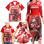Personalised St. George Illawarra Dragons Mascot Rugby Family Matching Long Sleeve Bodycon Dress and Hawaiian Shirt Illawarra Coastline Athletic Graphic Print