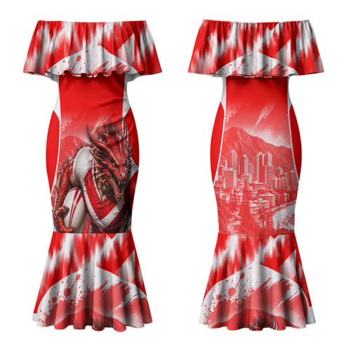 Personalised St. George Illawarra Dragons Mascot Rugby Family Matching Mermaid Dress and Hawaiian Shirt Illawarra Coastline Athletic Graphic Print