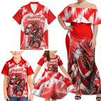 Personalised St. George Illawarra Dragons Mascot Rugby Family Matching Off Shoulder Maxi Dress and Hawaiian Shirt Illawarra Coastline Athletic Graphic Print