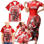 Personalised St. George Illawarra Dragons Mascot Rugby Family Matching Short Sleeve Bodycon Dress and Hawaiian Shirt Illawarra Coastline Athletic Graphic Print