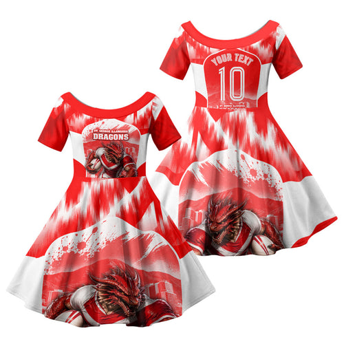 Personalised St. George Illawarra Dragons Mascot Rugby Family Matching Tank Maxi Dress and Hawaiian Shirt Illawarra Coastline Athletic Graphic Print