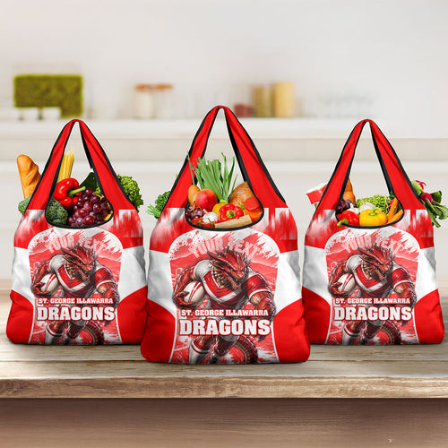 Personalised St. George Illawarra Dragons Mascot Rugby Grocery Bag Illawarra Coastline Athletic Graphic Print