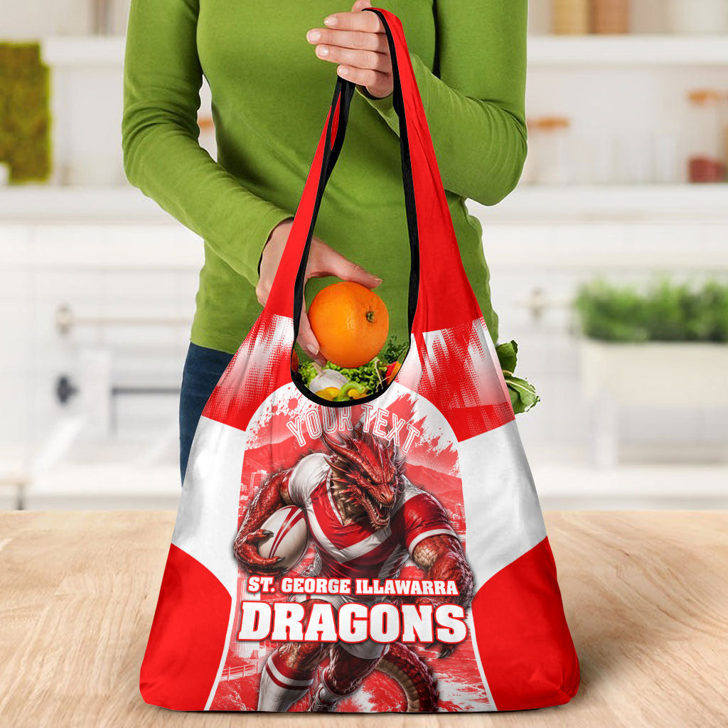 Personalised St. George Illawarra Dragons Mascot Rugby Grocery Bag Illawarra Coastline Athletic Graphic Print