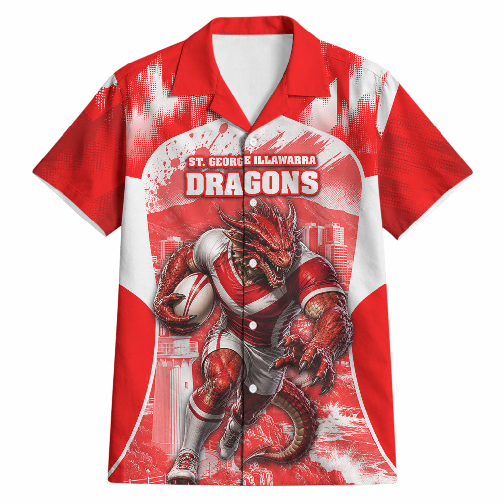 Personalised St. George Illawarra Dragons Mascot Rugby Hawaiian Shirt Illawarra Coastline Athletic Graphic Print