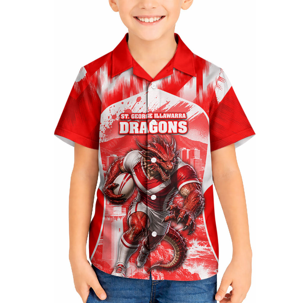 Personalised St. George Illawarra Dragons Mascot Rugby Hawaiian Shirt Illawarra Coastline Athletic Graphic Print