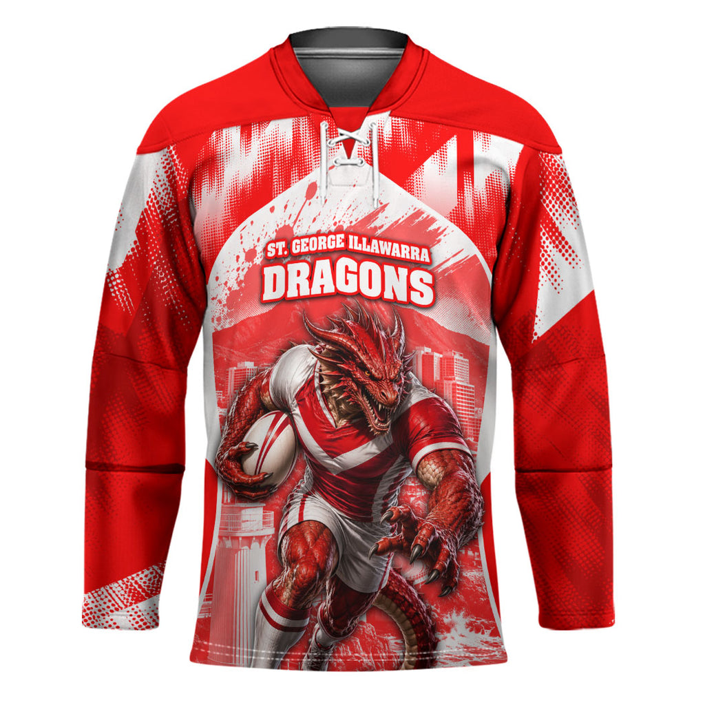 Personalised St. George Illawarra Dragons Mascot Rugby Hockey Jersey Illawarra Coastline Athletic Graphic Print