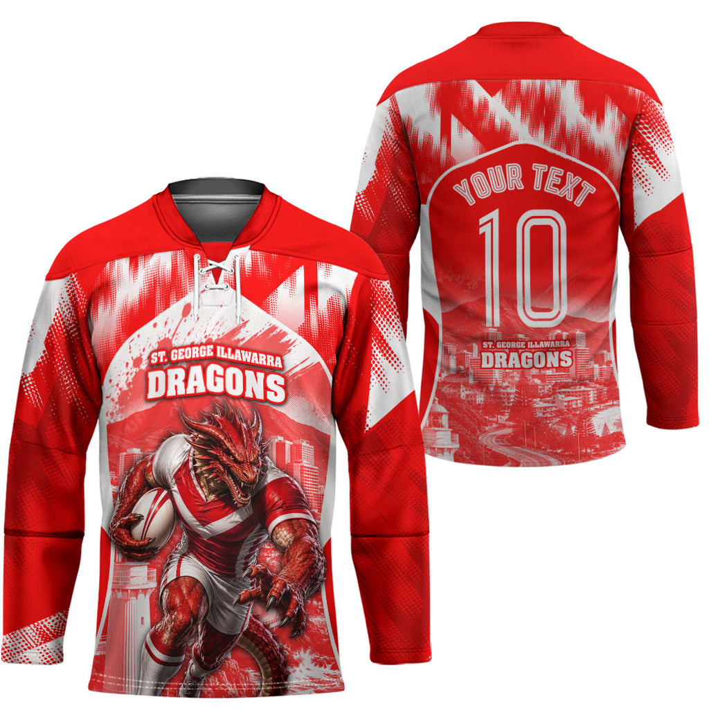 Personalised St. George Illawarra Dragons Mascot Rugby Hockey Jersey Illawarra Coastline Athletic Graphic Print