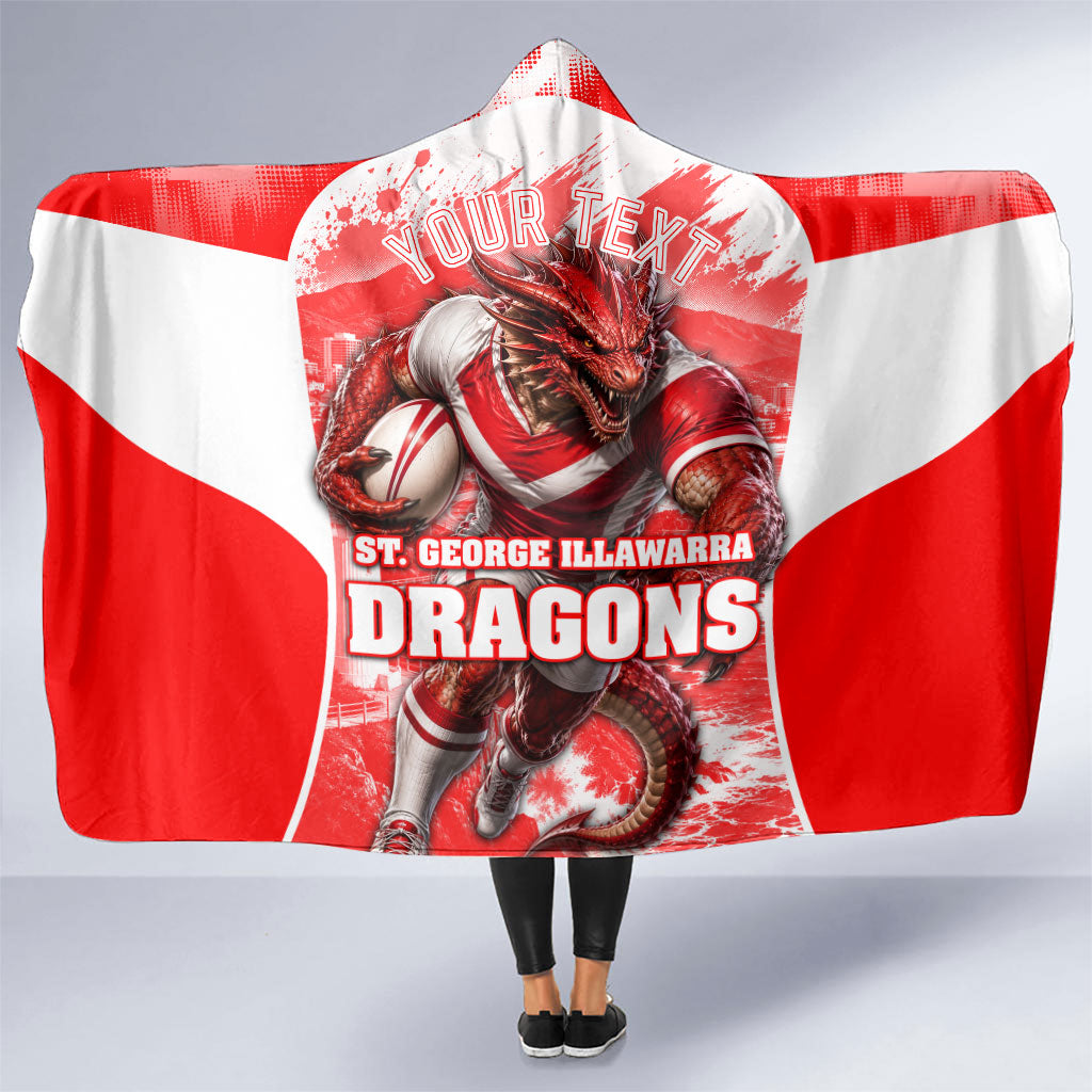 Personalised St. George Illawarra Dragons Mascot Rugby Hooded Blanket Illawarra Coastline Athletic Graphic Print