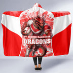 Personalised St. George Illawarra Dragons Mascot Rugby Hooded Blanket Illawarra Coastline Athletic Graphic Print