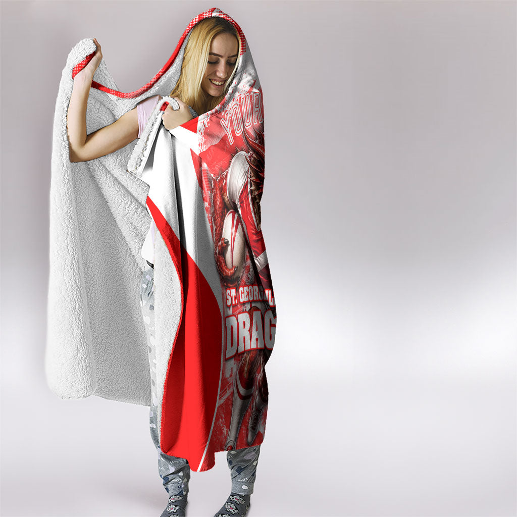 Personalised St. George Illawarra Dragons Mascot Rugby Hooded Blanket Illawarra Coastline Athletic Graphic Print
