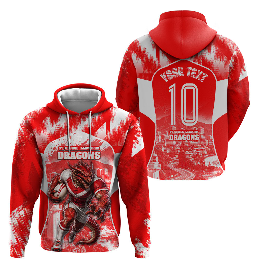 Personalised St. George Illawarra Dragons Mascot Rugby Hoodie Illawarra Coastline Athletic Graphic Print