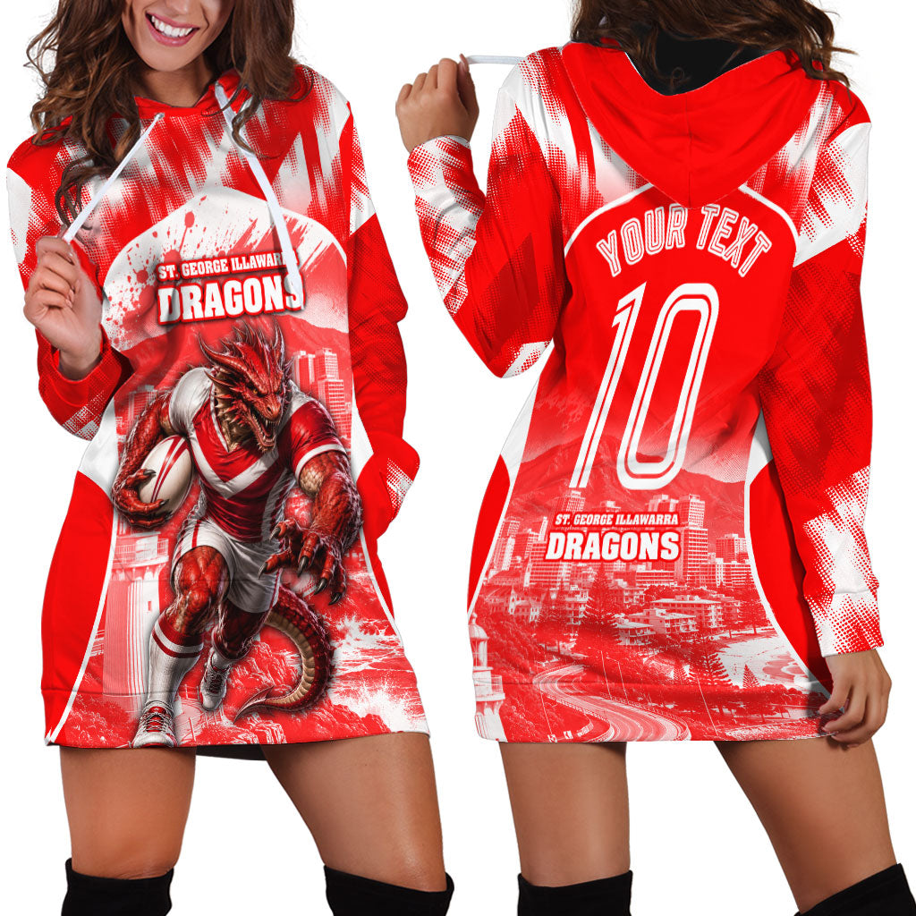 Personalised St. George Illawarra Dragons Mascot Rugby Hoodie Dress Illawarra Coastline Athletic Graphic Print