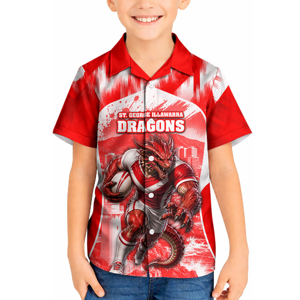 Personalised St. George Illawarra Dragons Mascot Rugby Kid Hawaiian Shirt Illawarra Coastline Athletic Graphic Print